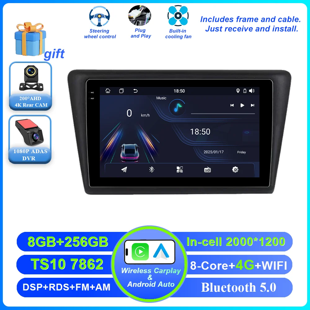 Android 16 Carplay Car Radio For VW Skoda Rapid 2013 2014 2015 2016 2017 2018 2019 Seat Toledo 2015 - 2018 GPS Multimedia Stereo image 3