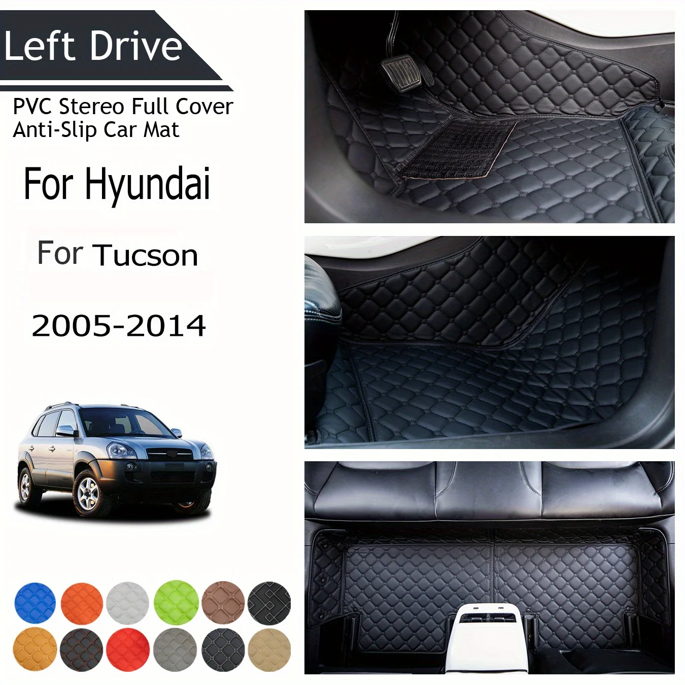 

TEGART 【LHD】For Hyundai For Tucson 2005-2014 Three Layer PVC Stereo Full Cover Anti-Slip Car Mat Car Floor Mats Car Accessories