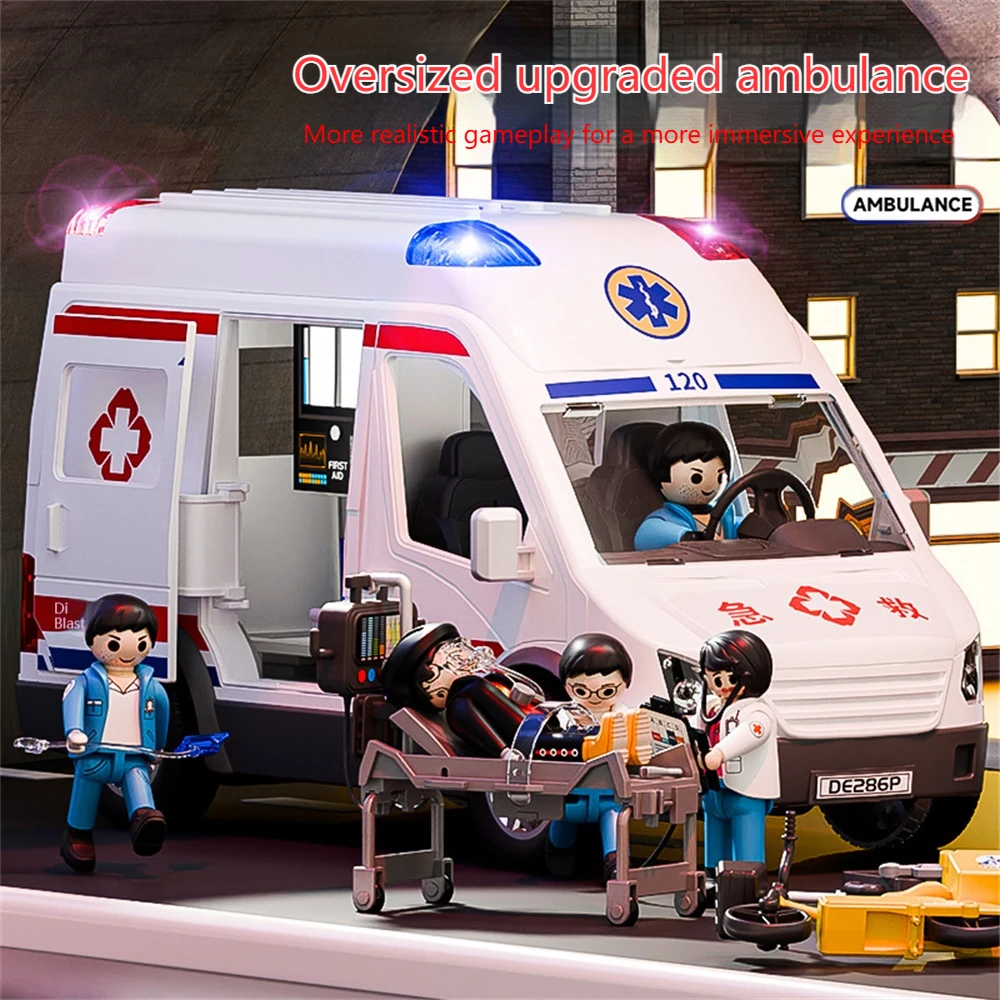 Children's toy 120 ambulance boy oversized simulation emergency rescue police car car model gift 3-6 years old