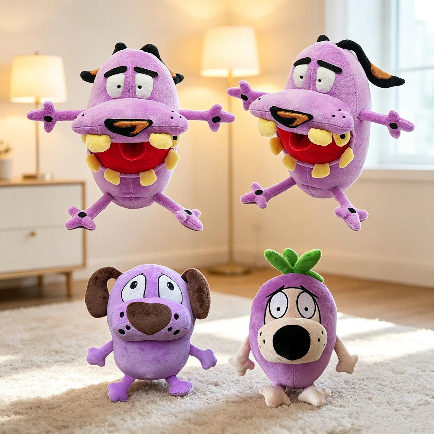 YanQing Cartoon Lila Hund Plüschtiere Niedliche Tiere Verrückter Hund Flauschige Puppen Kawaii Hund Stofftier Plüschfigur Geburtstagsgeschenke