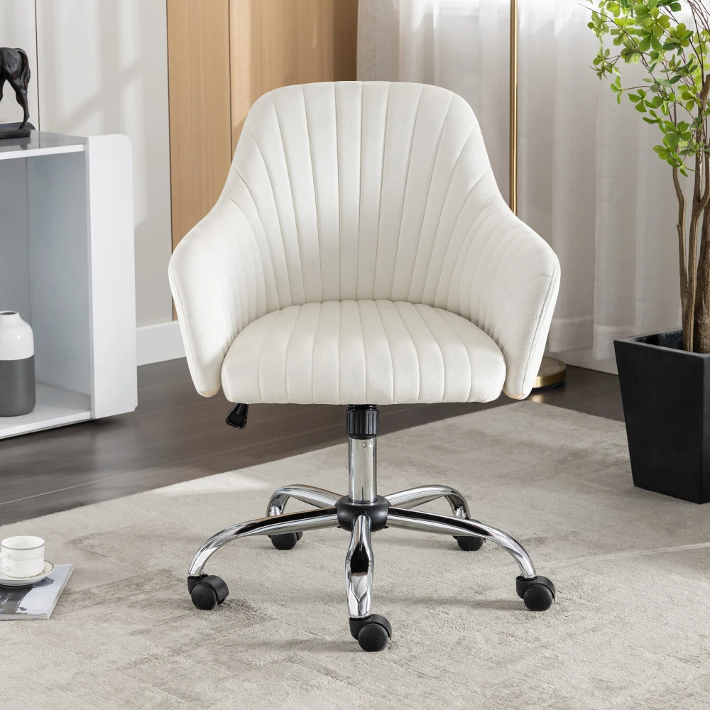 

Mobile Ergonomic Accent Chair Modern Home Office Leisure Chair with Adjustable Velvet Height and Adjustable Casters Furniture