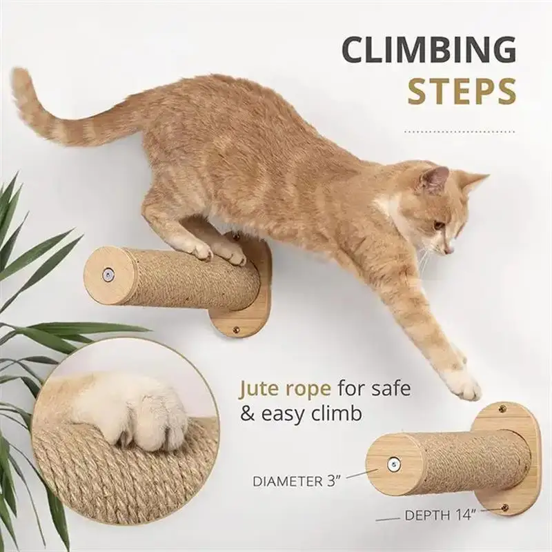 Wall-mounted Cat Climbing Frame, Cat Hammock, Cat Perch, Claw-grinding Column, Cat Jumping Platform, Cat Frame All In One