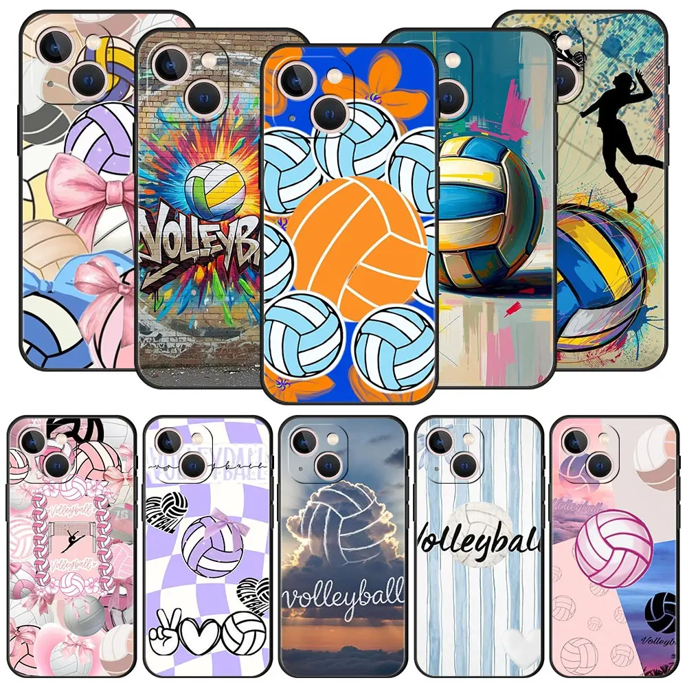 

Phone Case Cover for iPhone 17 Pro Max 16 15 14 13 12 11 Pro Max Plus 17AIR Shockproof Soft TPU Shell Volleyball Painted Fundas