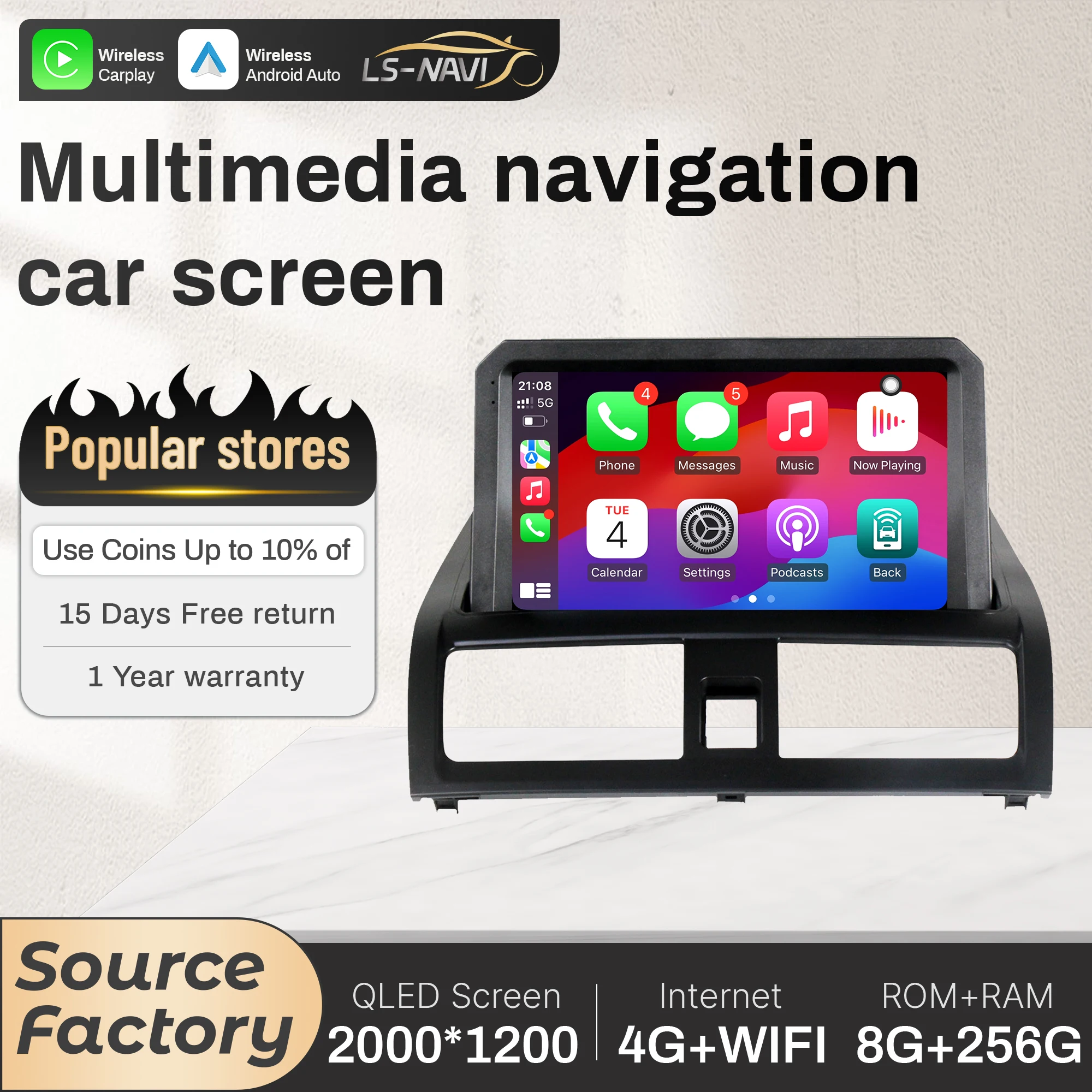 

Автомобильное радио для Honda Accord 7 2002-2007, головное устройство, беспроводной Bluetooth CarPlay, 4G, стерео с сенсорным экраном