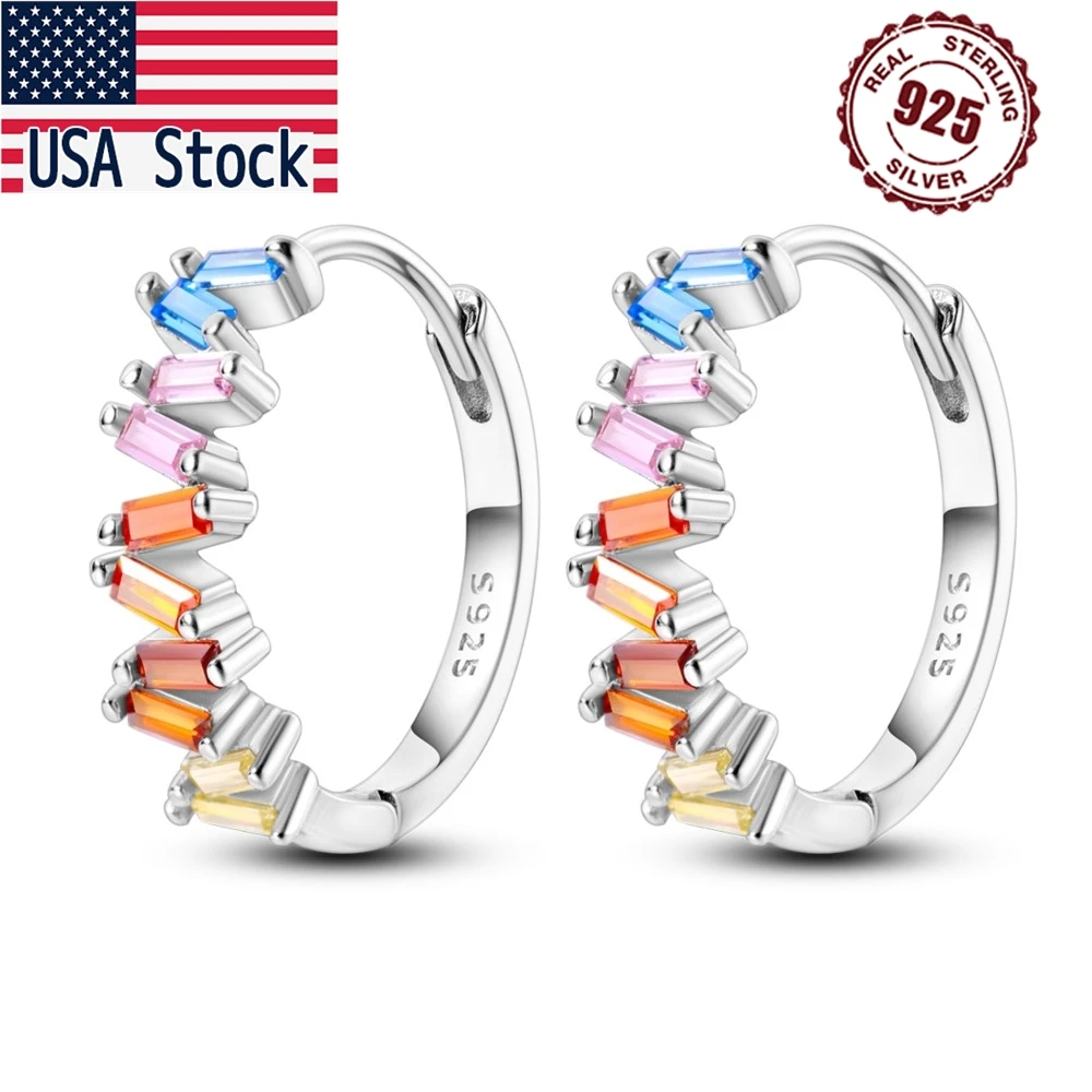 

Orstarry 925 Sterling Silver Colored Zircon Simple Earrings Hoop Earrings For Women Jewelry Original Party Trendy Gifts
