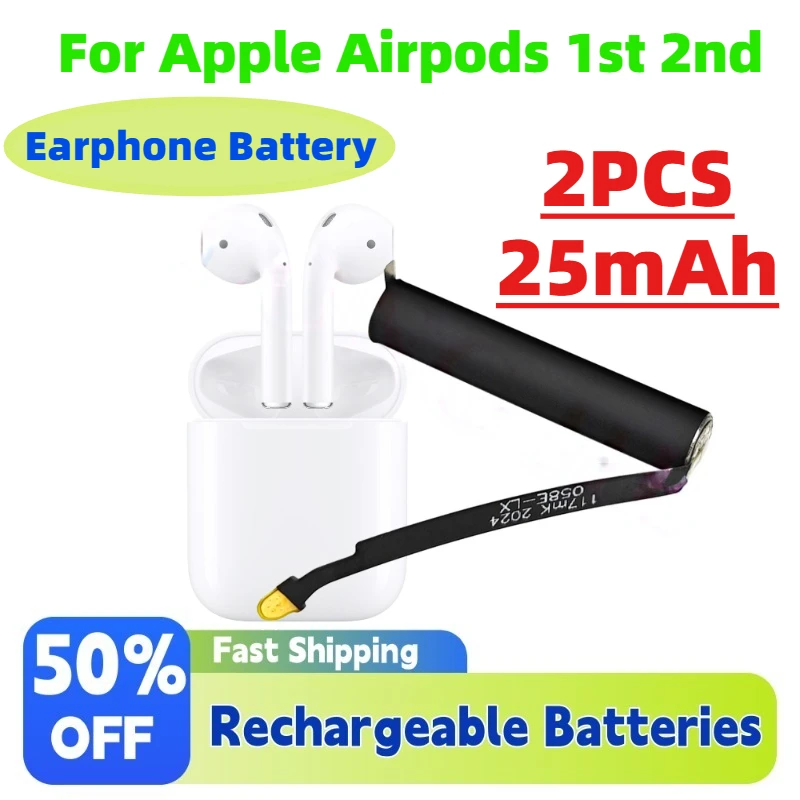 2PCS Earphone Replacement Battery for Apple Airpods 1st 2nd A1604 A1523 A1722 A2032 A2031 Air Pods 1 2 Replace GOKY93mWhA1604