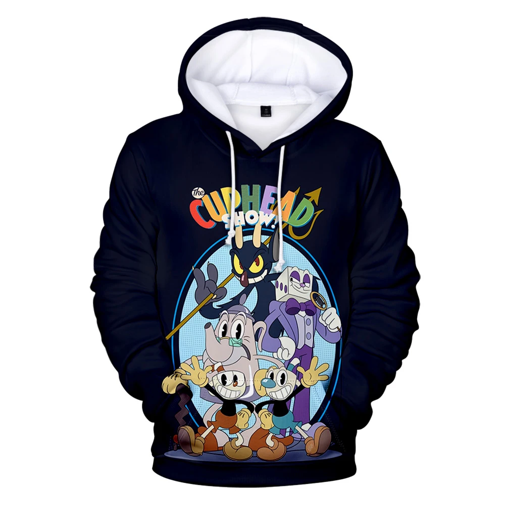 The Cuphead Show Hoodie Unisex Long Sleeve Sweatshirt Women Men's Hoodies American Cartoon 3D Clothes Plus Size