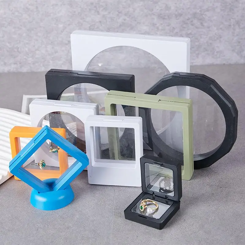 

10Pcs Transparent Floating Display Box Plastic Film Jewelry Packaging Box Jewelry Necklace Ring And Collectible Storage Box