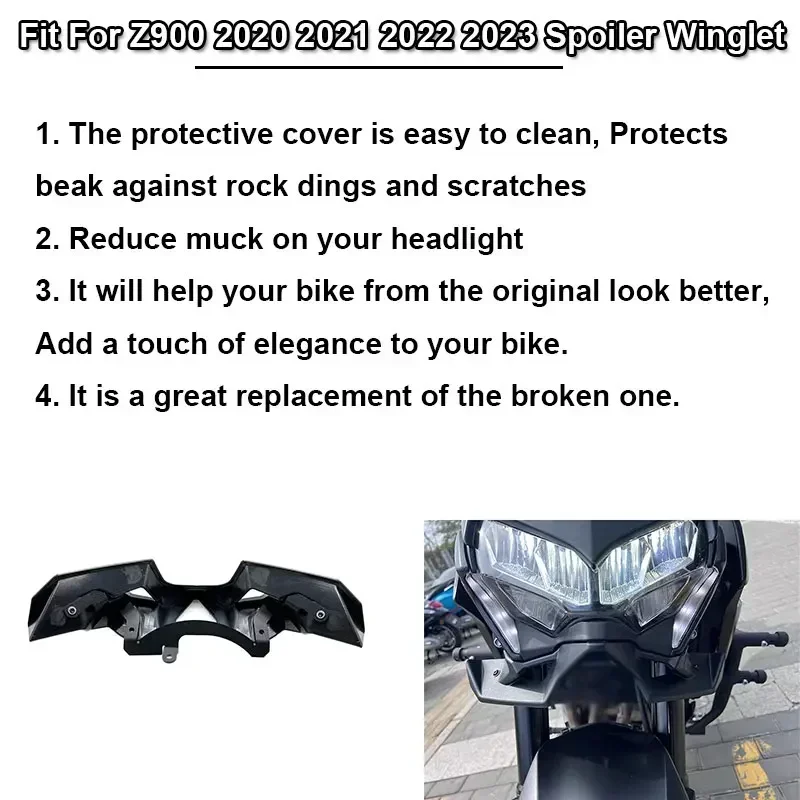 Fit For KAWASAKI Z900 Z 900 2020 2021 22 2023 New Motorcycle Naked Front Spoiler Winglet Aerodynamic Wing Kit Spoilers Protector