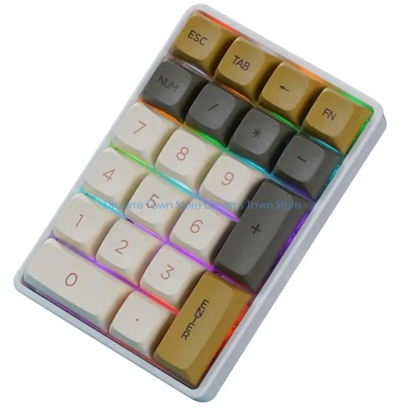 HX6A 21 Mechanical Keyboard Single Handed Keyboard Corded Bluetooth-compatible 2.4G Wireless Keypad for Financial Workers