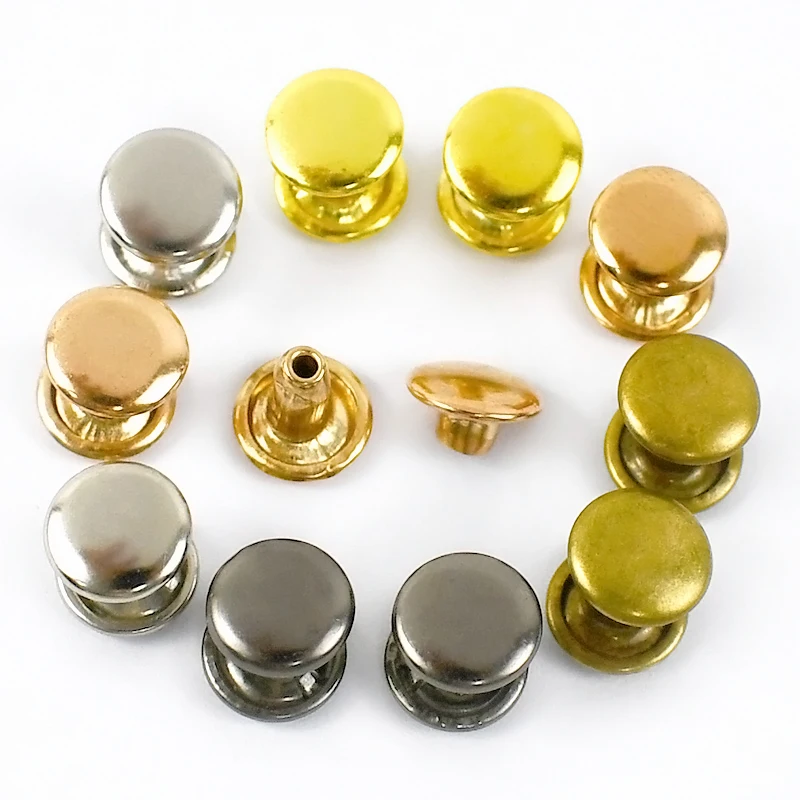 100sets Metal Nail Double Cap Rivets Stud Round Nails Spikes Bags Garment Press Snap Button Rivet DIY Leather Craft Accessories 4