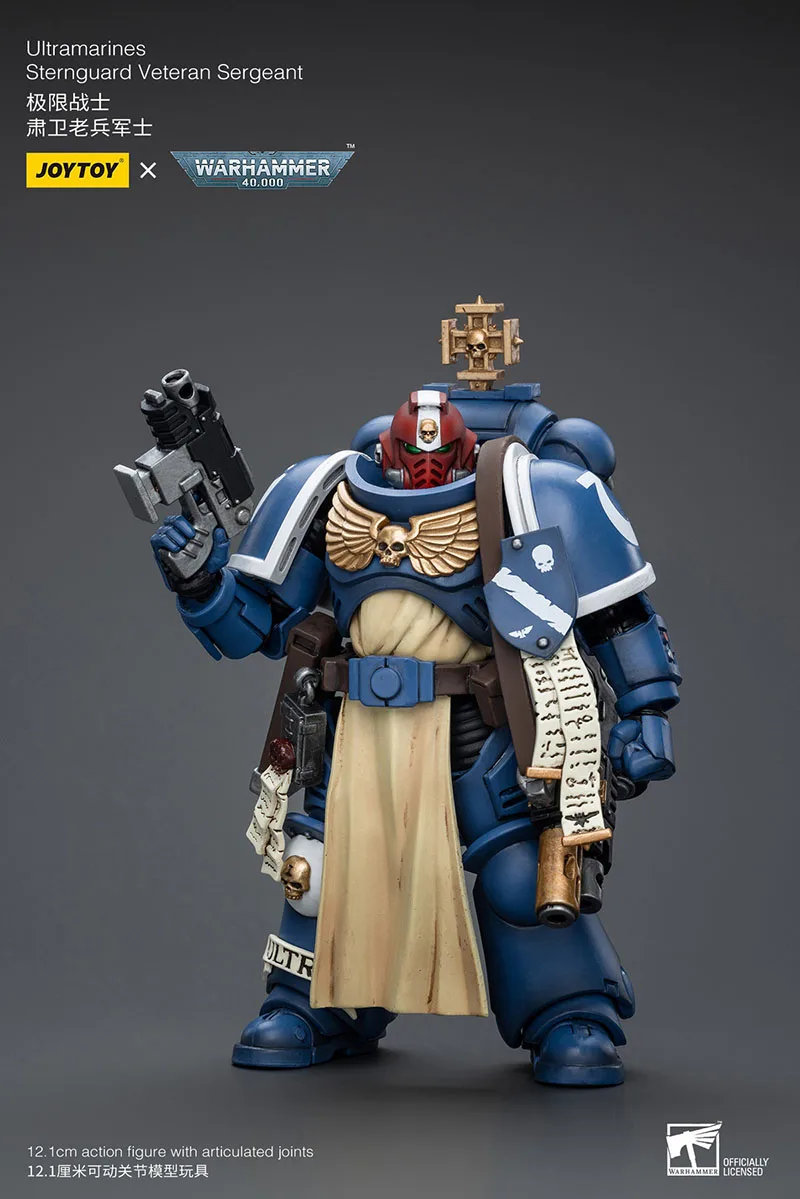 JOYTOY Warhammer 40K 1/18 Ultramarines Sternguard Veteran Sergeant Figurka Akcji Żołnierz Militarny Model Kolekcjonerski Zabawka