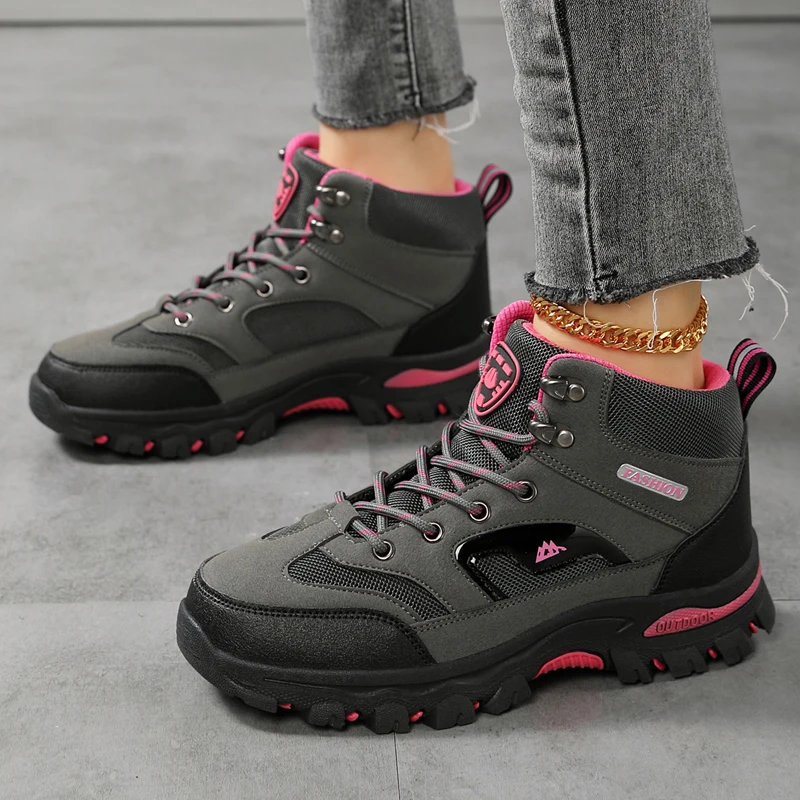 

High Top Walking Shoes For Women Hiking Boots Comfortable Platform Climbing Shoes Woman Outdoor Non-slip Women's Sports Sneakers