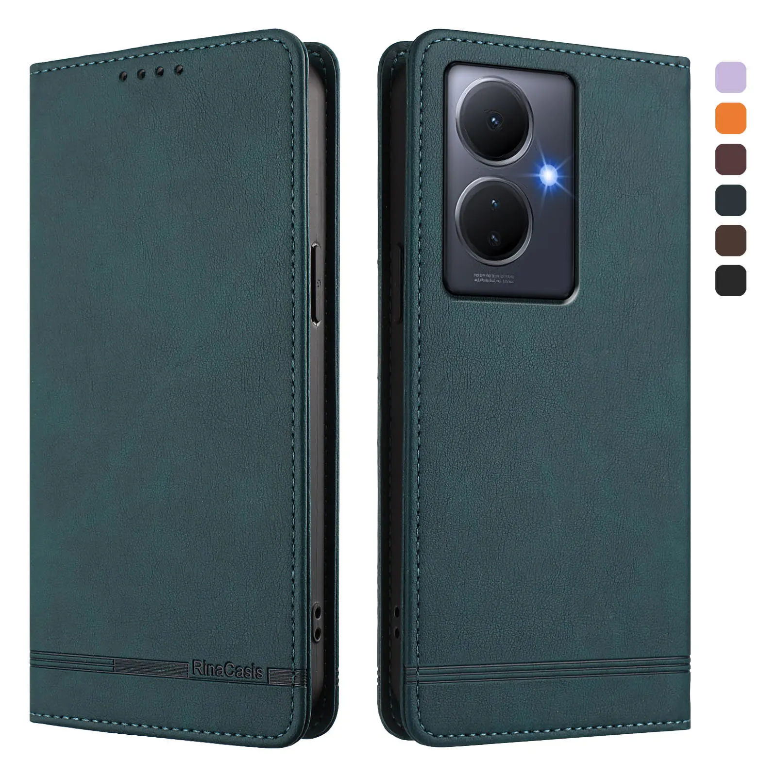 حافظة جلدية فاخرة لهاتف Vivo Y78 Plus Y76 Y36 Y35 Y33S Y28 Y28S Y22 Y21 Y17S Y16 Y15 Y12 محفظة قلابة مغناطيسية غطاء حقيبة الهاتف