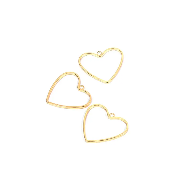 18K Gold Color Round Circle Rectangle Heart Star Drop Shape Earrings Connector Charms Diy Jewelry Earrings Accessories for Women