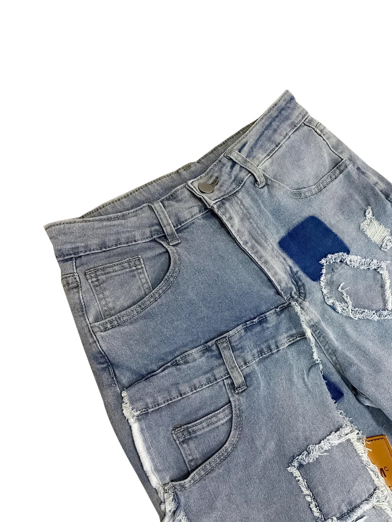 المرأة مستقيم ممزق الجينز موضة جديدة جيب الشارع المرقعة مثير السراويل الطويلة السراويل السراويل الزرقاء خمر