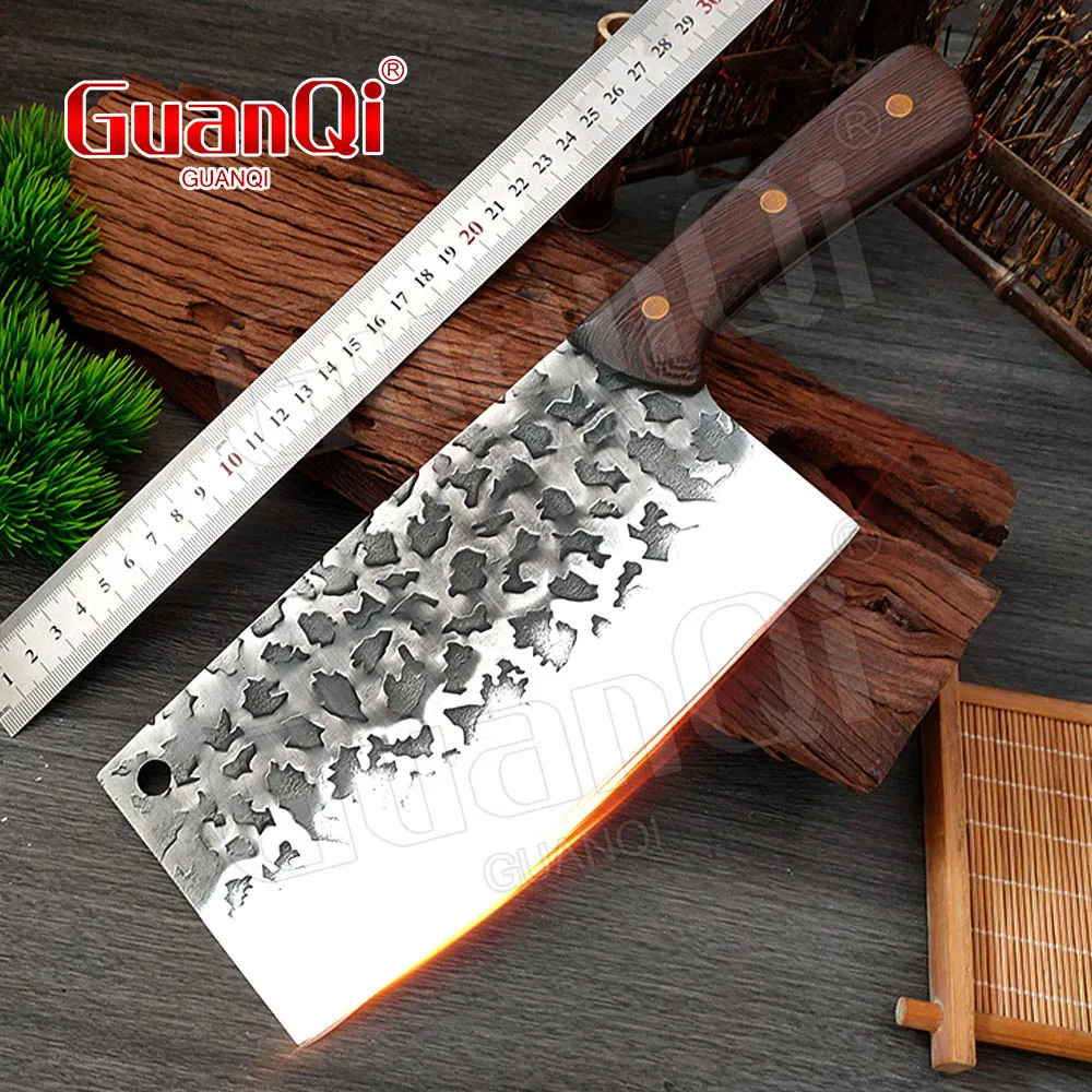 Kitchen Butcher Knife For Chicken Beef Bones Chinese Meat Cleaver Knife with Ebony Handle 5CR15 Steel Sharp Chopper Knife