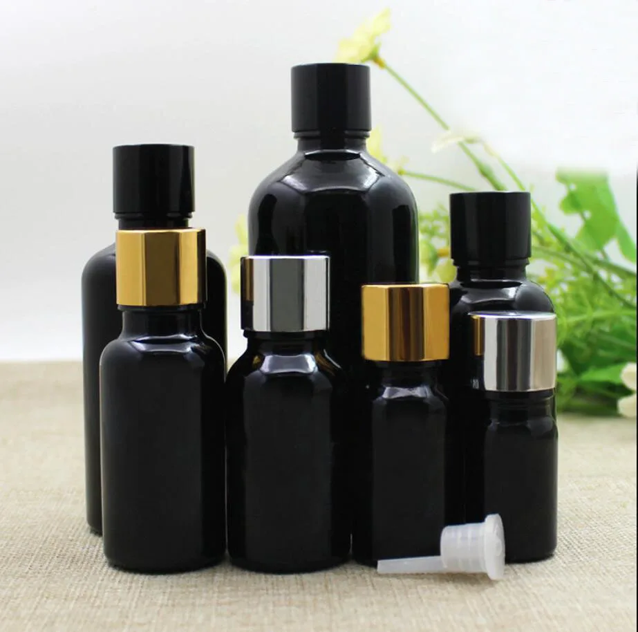 Bottiglia di vetro nero da 100 ml olio essenziale siero liquido complesso recupero gel per occhi siero liquido umidità cura della pelle imballaggio cosmetico