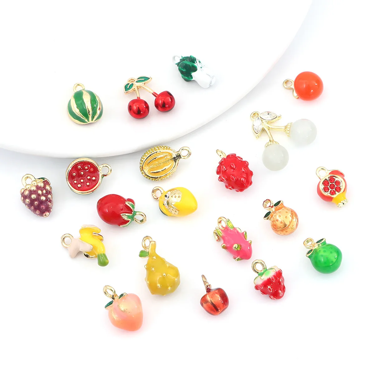 6pcs Fashion Metal Fruit Charms 3D Strawberry Banana Apple Pepper Pendant For Jewelry Making DIY Earrings Keychain Accessories