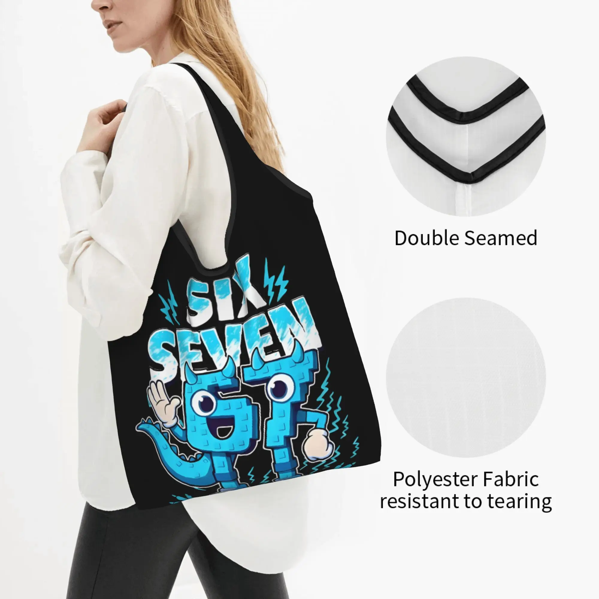 Custom Six Seven 67 Shopping Bag Women Portable Big Capacity Groceries Manga Tote Shopper Bags