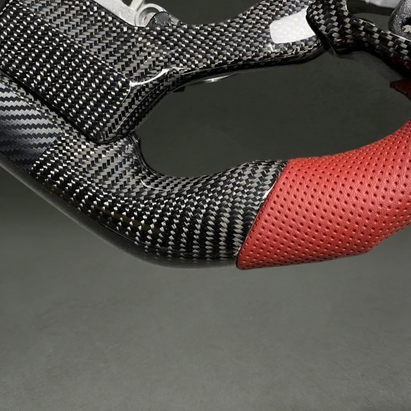 D Shape Wheel Part for Lexus IS IS250 IS350 ES300 GS GS350 Real Carbon Fiber Steering Wheel with Red Perforated Leather DIY New