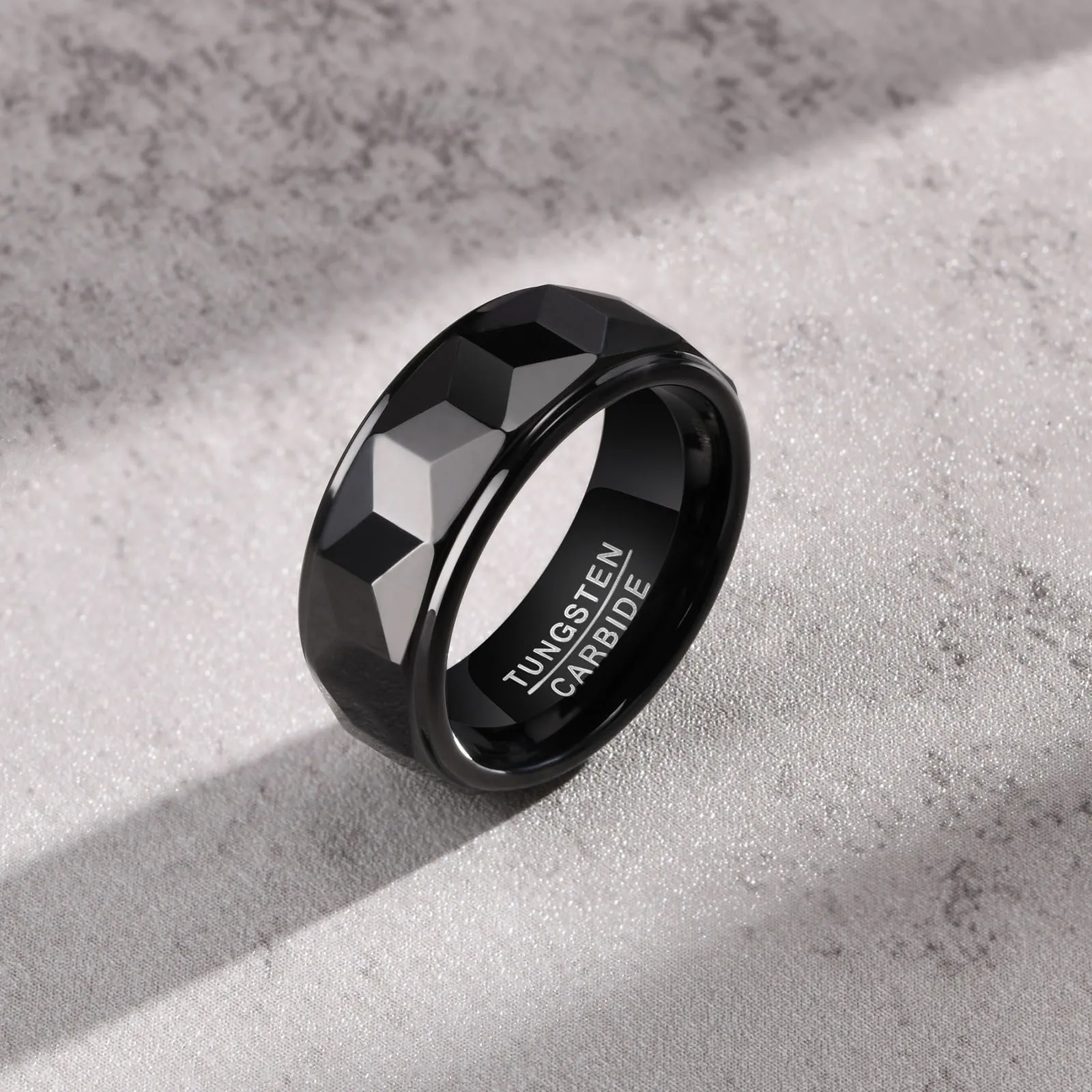 Fashion Wedding Jewelry 8MM Black Plated Tungsten Carbide Rings for Men