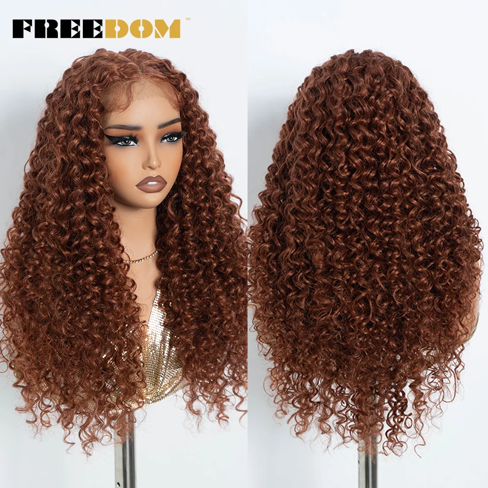FREEDOM Synthetische Lace-Front-Perücken für Schwarze Frauen, Krause Lockige Lace-Perücke, 30 Zoll Ombre Blond Ingwer Lace-Perücke, Cosplay-Perücken – Detail 7