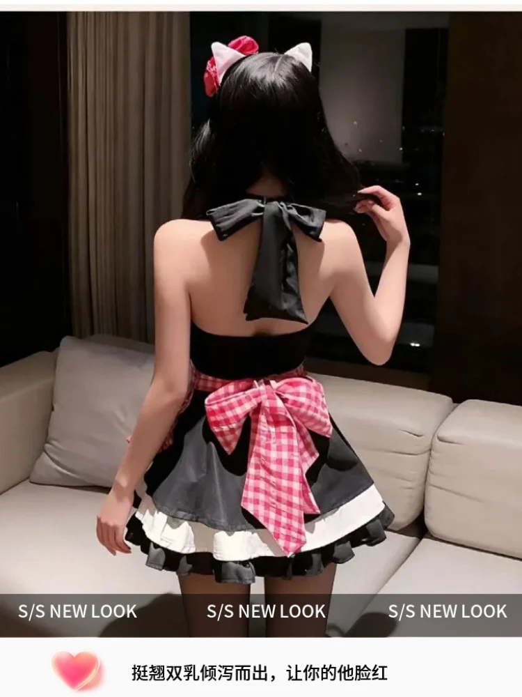 حجم كبير القط خادمة تأثيري المثيرة الملابس الداخلية أنيمي الحلو لوليتا فستان خادمة الفرنسية المئزر خادم موحدة الرسن عارية الذراعين بيبي دول