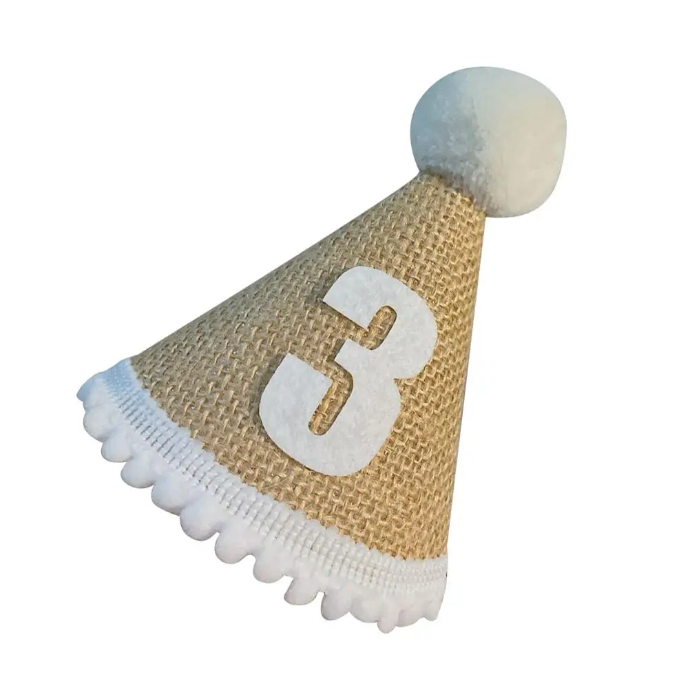 

Linen Birthday Hats Adorable Baby Celebration Small Balls Kids Party Newborn First Crown Hat Headwear