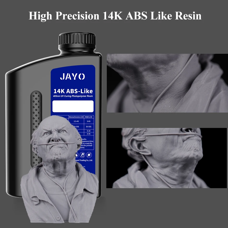 JAYO 3D Resin ABS Like 5 Bottles High Precision 14K ABS Like Fast Curing 405nm UV Photopolymer Resin For LCD/SLA/DLP 3D Printer