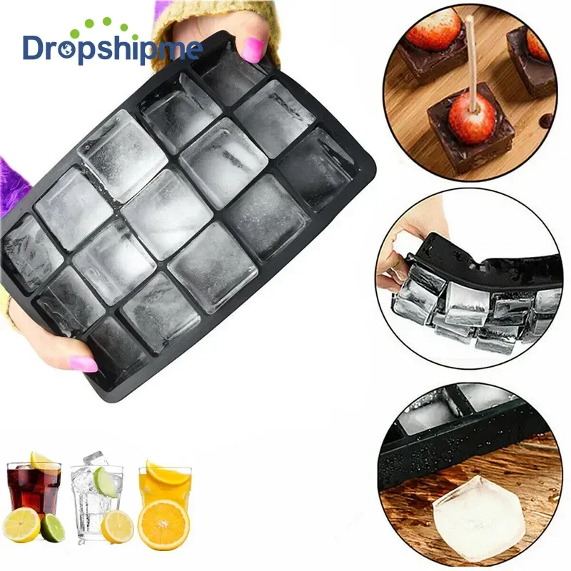 

2025 NEW Silicone Ice Cube Molds Big Tray Reusable Durable Ice Cube Maker for Bar Pub Whiskey Cocktail Ice Block Model