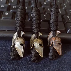 Paracord braided pendant with Spartan helmet clasp Vintage style gifts Backpack hanging Keychain Outdoor tools Lanyard Handmade