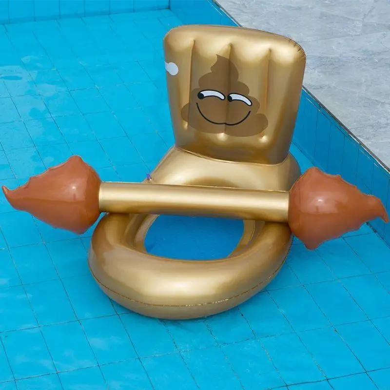 Y88D Swimming Pool Inflatable Floating Toilet Mount Chair with Blow Bar Funny Adult Children Party Water Sports Games Portable