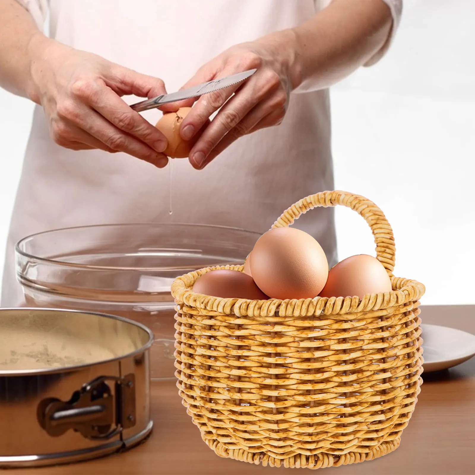 

Kitchen Woven For Storage Hanging for Wall Mount Home Decor Fruit Vegetable Woven Flower Basket Storage Basket