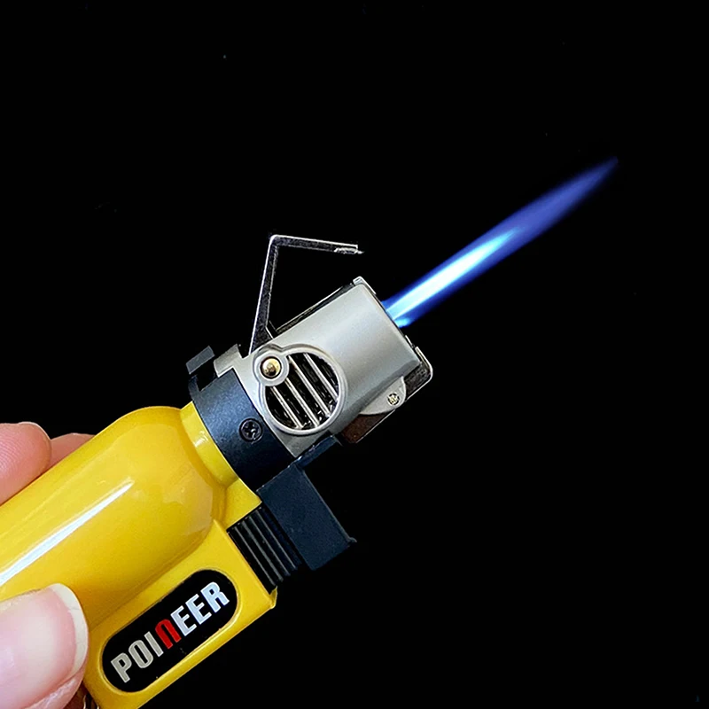 1Pc Windproof Jet Flame Butane Gas Refillable Lighter No Gas BBQ Flame Ignition Tools With Keychain For Easy Portability