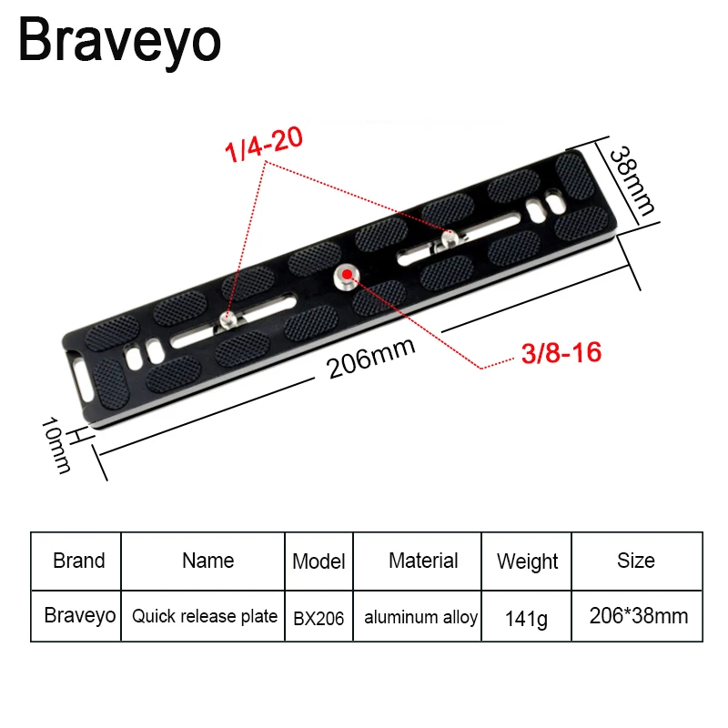 156/206/306mm Camera Long Plate Tripod Ballhead Quick Release Mount Plate Stable Photography Accessories For Arca Swiss