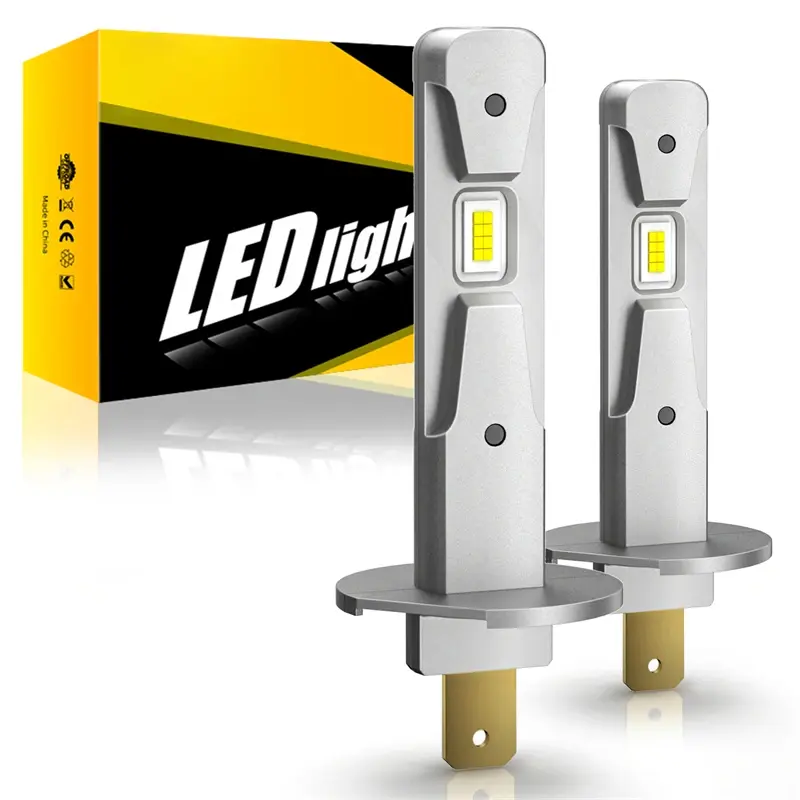 2 pçs 200w 10000lm h1 luzes led 6000k lâmpada do farol mini tamanho design sem fio para lâmpada do carro csp 7035 chip branco plug & play
