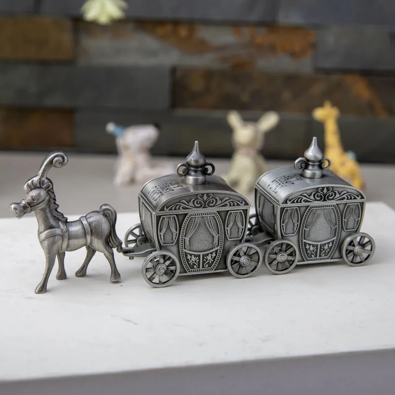 Creative European-style Retro Baby Hair Box, Tooth Storage Box, Metal Pumpkin Cart, Baby Tooth Box  Children's Gift