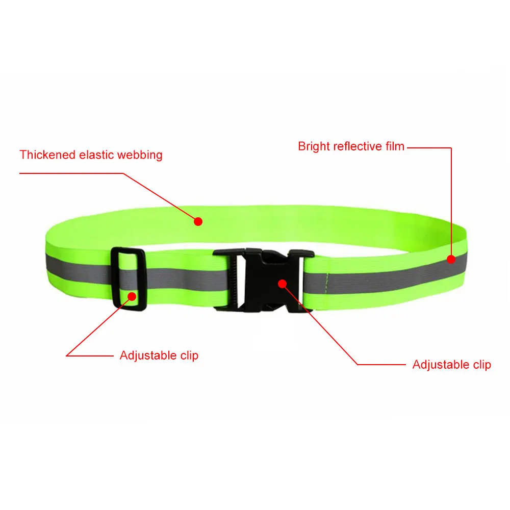 Reflective Belt for Night Running Cycling High Visibility Night Safety Gear Adjustable Elastic Waistband Warning Reflective Band