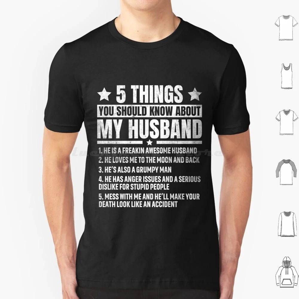 5 Things You Should Know About My Husband Husb Gifts T Shirt Men Women Kids 6Xl Things Husband Husb Things Wife Funny Day Grey