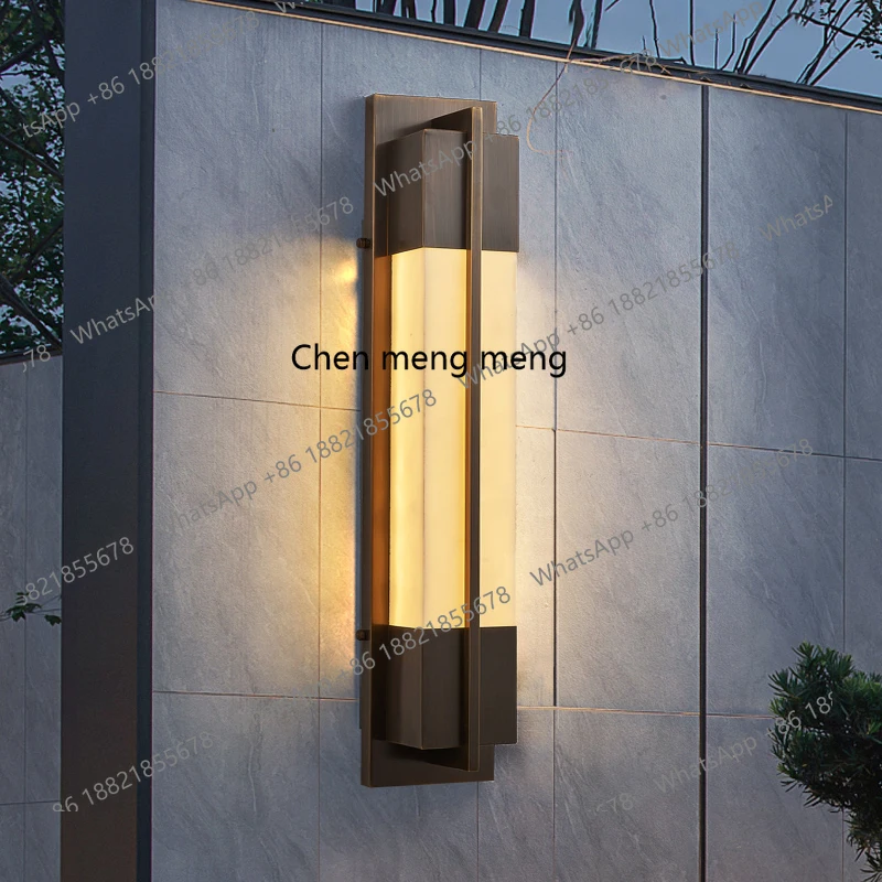 

New Chinese style living room bedside lamp door aisle imitation marble all copper wall lamp outdoor waterproof garden lamp