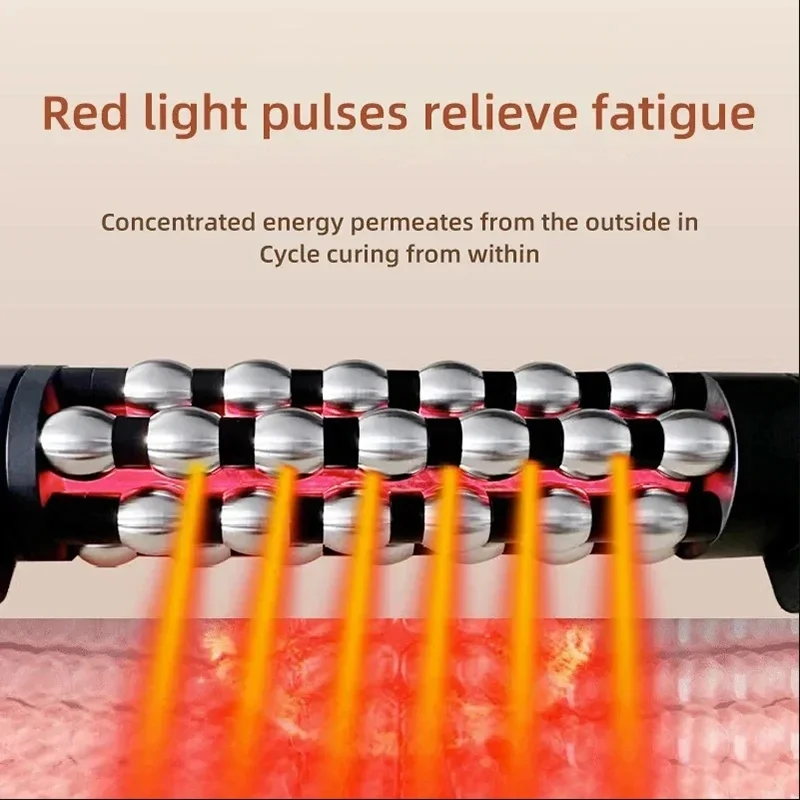Zrelaksowane czerwone światło ogrzewane urządzenie do masażu 360 obracającą się wewnętrzną kulą rozluźnienie mięśni wałek do masażu na całe ciało antycellulitowe