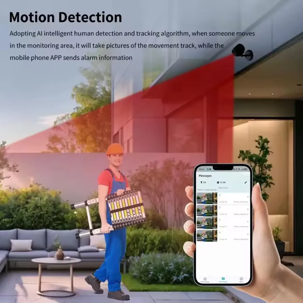 كاميرا C1 130 °   رؤية واسعة الزاوية مدمجة في البطارية تدعم اتصالات WiFi Bluetooth مع إنذار كشف والتخزين السحابي
