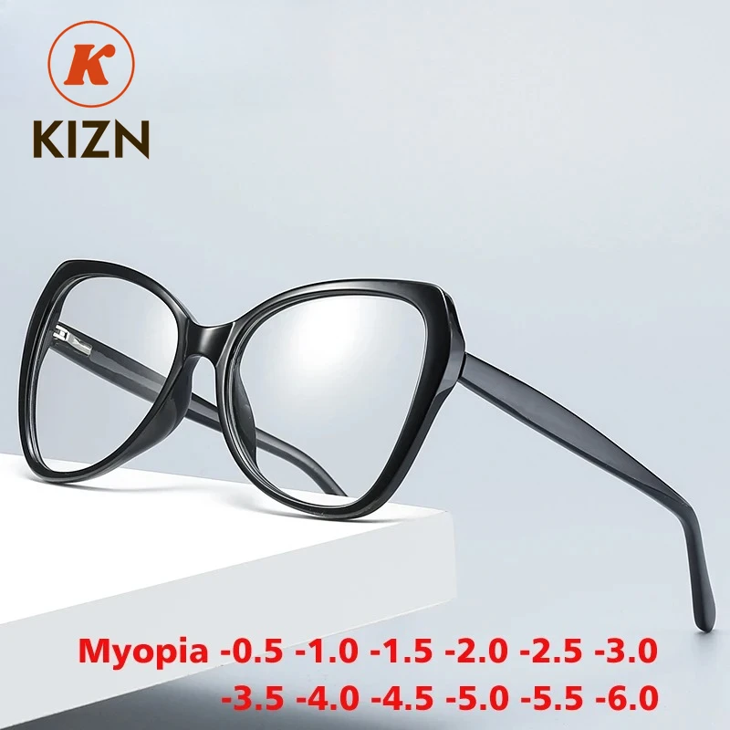 

KIZN Fashion Large Frame Women's Myopia Glasses 2025 NEW Anti-Blue Light Prescription Customizable Optics Eyewear -0.50 to -10