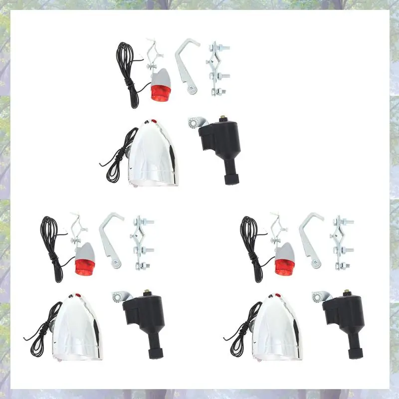 3X luz de bicicleta bicicleta motorizada dinamo de fricción generador cabeza luz trasera 6V 3W accesorios de bicicleta