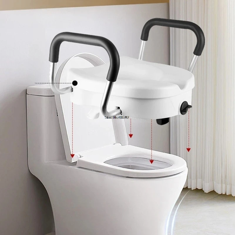 Elderly Toilet Height Enhancer Rehabilitation Nursing Toilet Cushion Ergonomic Toilet Armrest Bilateral Anti Fall Assist Device