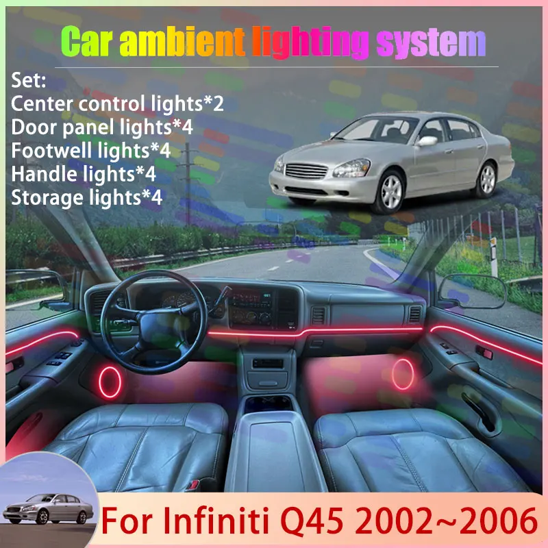 

Для Infiniti Q45 2002 ~ 2006 F50 MK3 2003 2004 2005 2/24 в 1 автомобильный атмосферный светильник RGB абажур ансамбль стример атмосферный набор