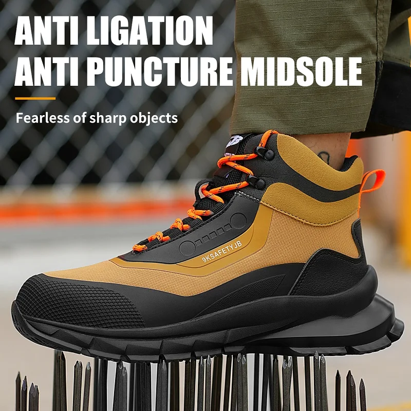 Anti Splash Water Safety Shoes Men Wear Resistant Work Boots Steel Toe Shoes Puncture-Proof Protective Shoes Security Sneakers