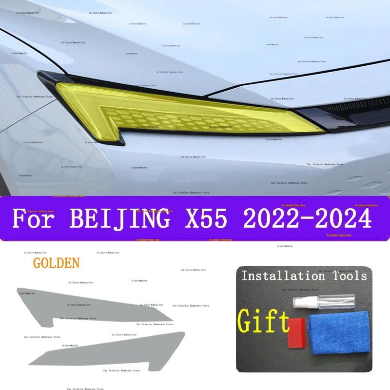 For BEIJING X55 2022 2023 2024 Car Exterior Headlight Anti-scratch Front Lamp Tint TPU Protective Film Accessories Sticker 