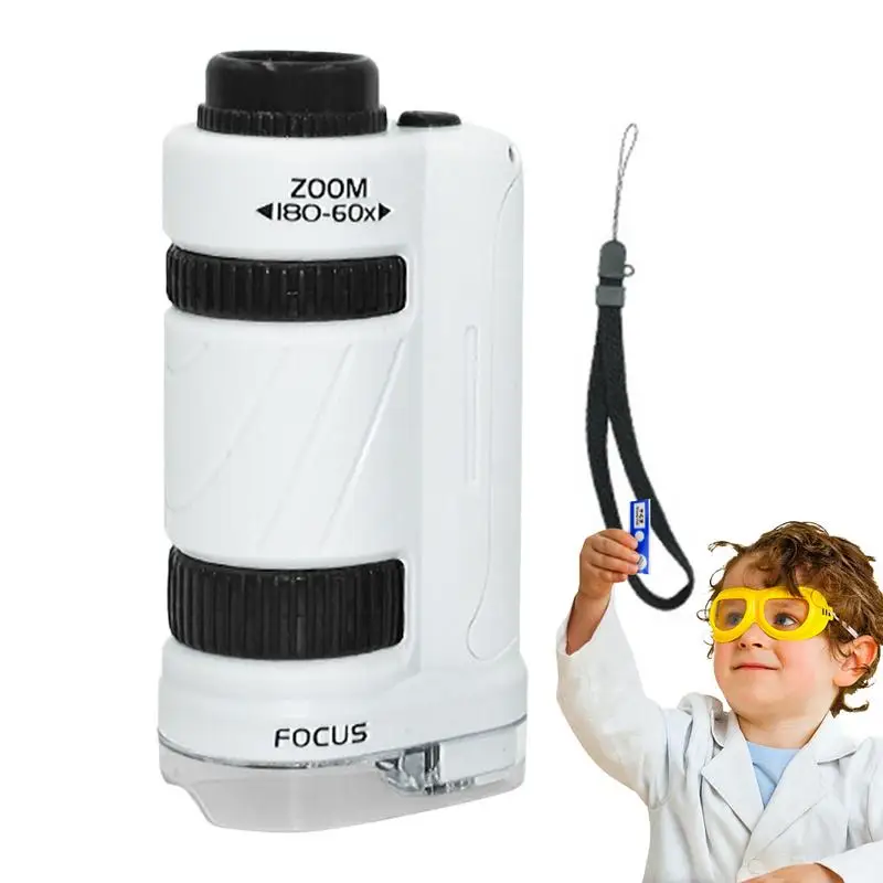 Microscope portable pour enfants, déterminer 60X, 180X, biologie, jouets, expérience scientifique, kits de tiges pour enfants